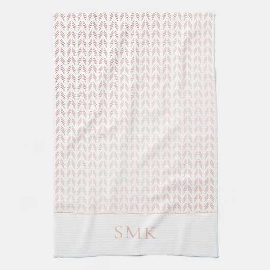 Elegant Roze Gouden Folie Wit Boho Geometrisch Theedoek (Verticaal)