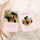 Elegant Roze & Gouden Foto Graduation Party Bedankkaart