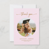 Elegant Roze & Gouden Foto Graduation Party Bedankkaart (Voorkant)