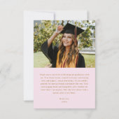 Elegant Roze & Gouden Foto Graduation Party Bedankkaart (Achterkant)