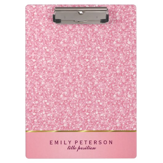 Elegant Roze & Gouden Glitter Patroon Klembord (Voorkant)