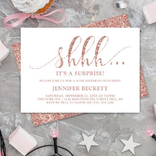 Elegant Roze Gouden Glitter Verrassings Verjaardag Kaart