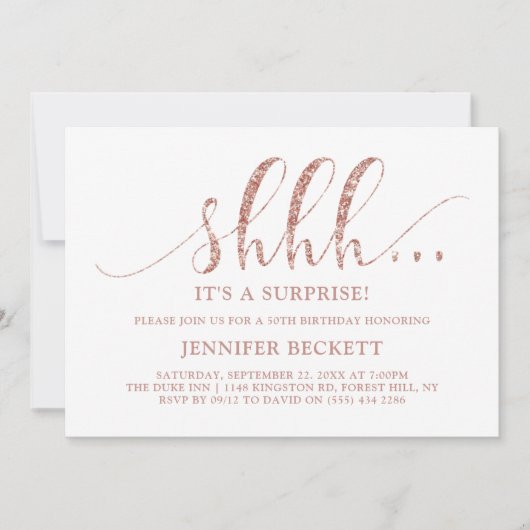 Elegant Roze Gouden Glitter Verrassings Verjaardag Kaart (Voorkant)