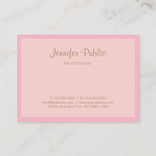 Elegant roze gouden handschrift Moderne Sjabloon Visitekaartje (Achterkant)