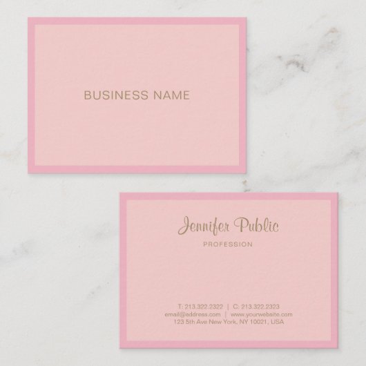 Elegant roze gouden handschrift Moderne Sjabloon Visitekaartje (Voorkant / Achterkant)