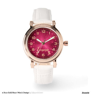 Elegant Roze Gouden Hart Horloge Ontwerp