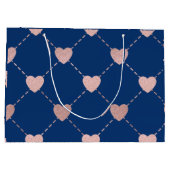 Elegant Roze Gouden Hart Patroon Chic Romantisch Groot Cadeauzakje (Achterkant)