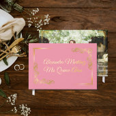Elegant roze gouden Lijst Quinceañera Gastenboek