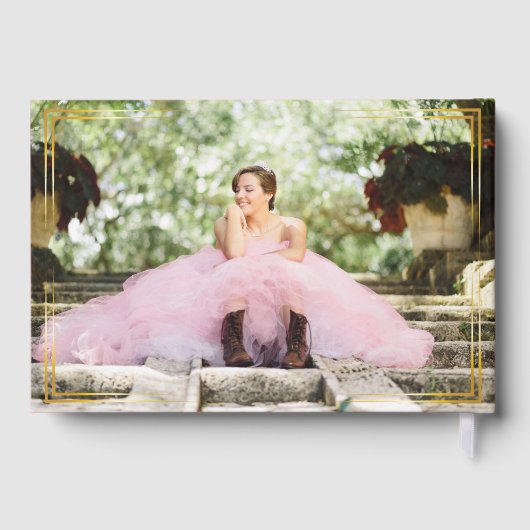 Elegant roze gouden Lijst Quinceañera Gastenboek (Achterkant)