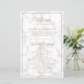Elegant Roze Gouden Marmer Modern Trouwprogramma (Staand voorkant)