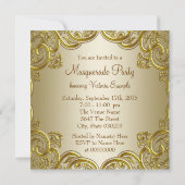 Elegant roze gouden masker Masquerade Party Kaart (Achterkant)