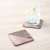 Elegant Roze Gouden Monogram Bier Onderzetter (Rechterzijde)