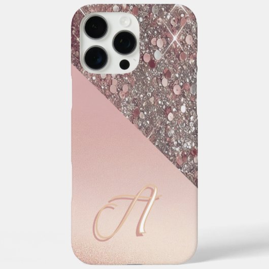 Elegant roze gouden monogram Case-Mate iPhone case (Achterkant)