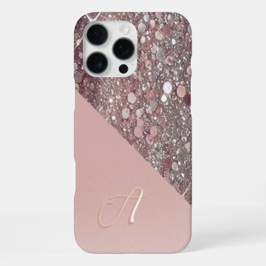 Elegant Roze Gouden Monogram iPhone Hoesje (Achterkant)