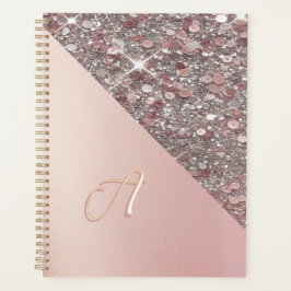Elegant roze gouden monogram planner