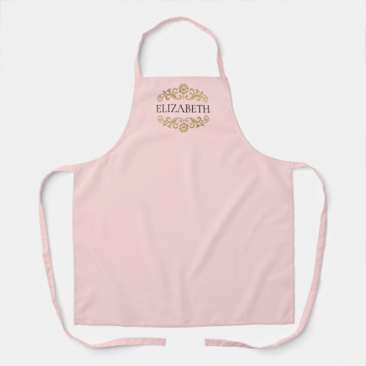 Elegant roze gouden monogram schort (Voorkant)