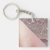 Elegant Roze Gouden Monogram Sleutelhanger (Voorkant)