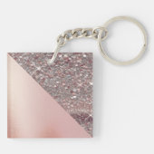 Elegant Roze Gouden Monogram Sleutelhanger (Achterkant)