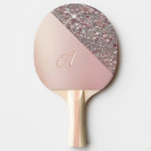 Elegant Roze Gouden Monogram Tafeltennisbatje (Voorkant)