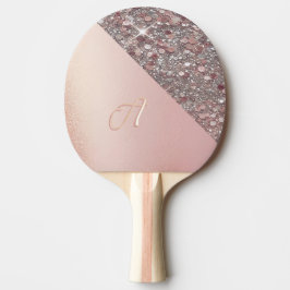 Elegant Roze Gouden Monogram Tafeltennisbatje