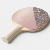 Elegant Roze Gouden Monogram Tafeltennisbatje (Voorkant Gekanteld)
