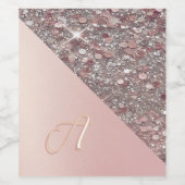 Elegant roze gouden monogram wijn etiket (Enkel label)