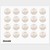 Elegant roze gouden pijnboom winterfeest ronde sticker (Vel)