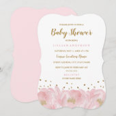 Elegant roze gouden pioen meisje Baby shower Kaart (Voorkant / Achterkant)