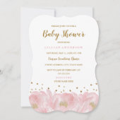 Elegant roze gouden pioen meisje Baby shower Kaart (Voorkant)