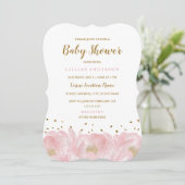 Elegant roze gouden pioen meisje Baby shower Kaart (Staand voorkant)