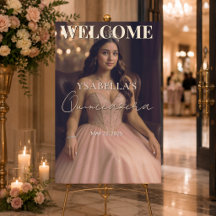 Elegant Roze Gouden Quinceañera Welkom Bord