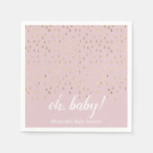 Elegant roze & gouden regendruppels Baby shower Servet (Voorkant)