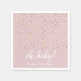 Elegant roze & gouden regendruppels Baby shower Servet