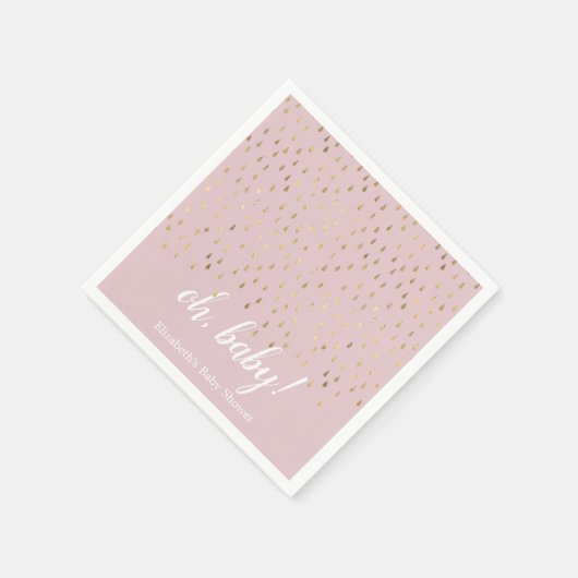 Elegant roze & gouden regendruppels Baby shower Servet (Hoek)