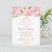 Elegant roze gouden Roos Sweet Sixteen Invitation Kaart (Staand voorkant)