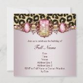 Elegant roze gouden roze luipaard verjaardagsfeest kaart (Achterkant)