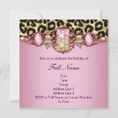 Elegant roze gouden roze luipaard verjaardagsfeest kaart (Achterkant)