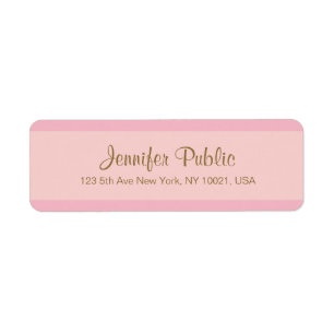 Elegant Roze Gouden Script Sjabloon Retouradres Etiket