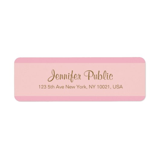 Elegant Roze Gouden Script Sjabloon Retouradres Etiket (Voorkant)