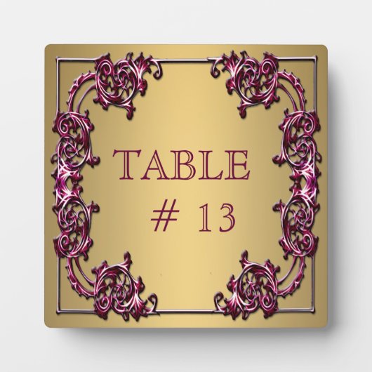 Elegant ROZE GOUDEN Tafelnummer op stevige plaque Fotoplaat (Voorkant)