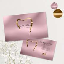 Elegant Roze Gouden Tandarts Bedrijfskaart Ontwerp