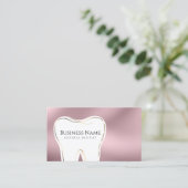 Elegant Roze & Gouden Tandarts Visitekaartje Ontwe (Staand voorkant)