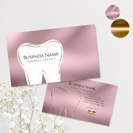 Elegant Roze & Gouden Tandarts Visitekaartje Ontwe