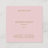 Elegant roze gouden tekst Moderne Eenvoudige ontwe Vierkante Visitekaartje (Achterkant)