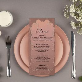 Elegant roze gouden trouwreceptie menu
