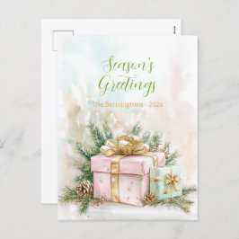 Elegant roze gouden vintage kerst Briefkaart