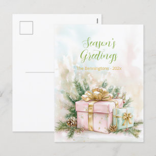 Elegant roze gouden vintage kerst Briefkaart