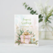 Elegant roze gouden vintage kerst Briefkaart (Staand voorkant)