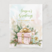 Elegant roze gouden vintage kerst Briefkaart (Voorkant)