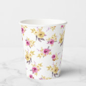 Elegant Roze Gouden Waterverf Bloemen Baby shower Papieren Bekers (Achterkant)